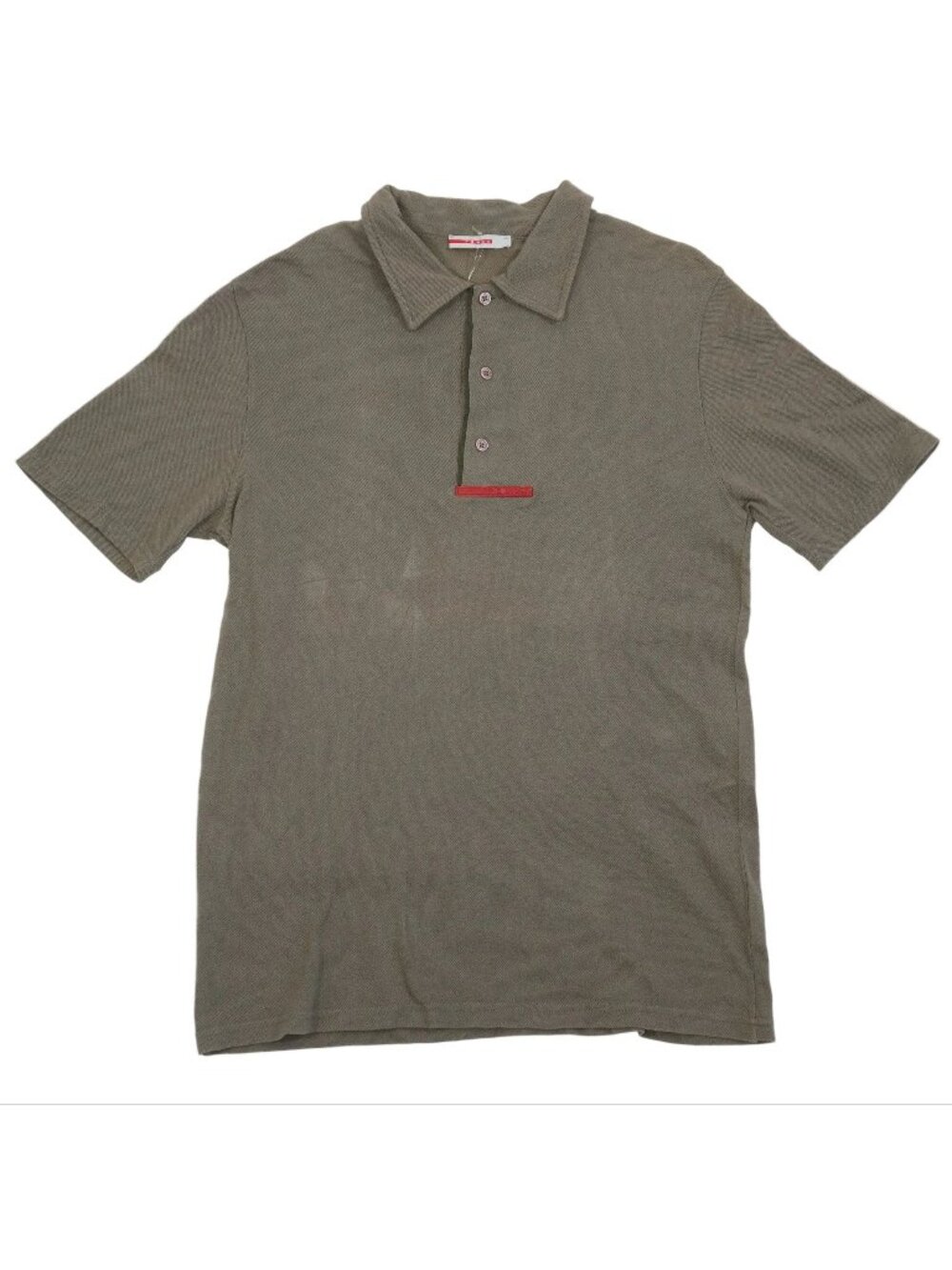 Prada Sport Mens Polo Shirt Gray Knit Short Sleeve Red Label
